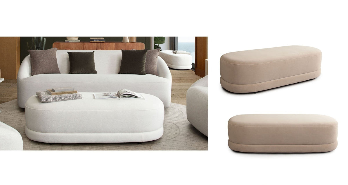 Fox Oval Upholstered Accent Bench – room setting – Lusso Furniture Miami