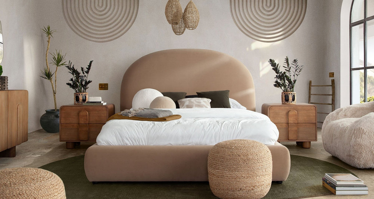 Fox Arched Upholstered Bed – room setting – Lusso Furniture Miami