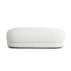 Fox Oval Upholstered Accent Bench – White Performance Fabric – back view – Lusso Furniture Miami