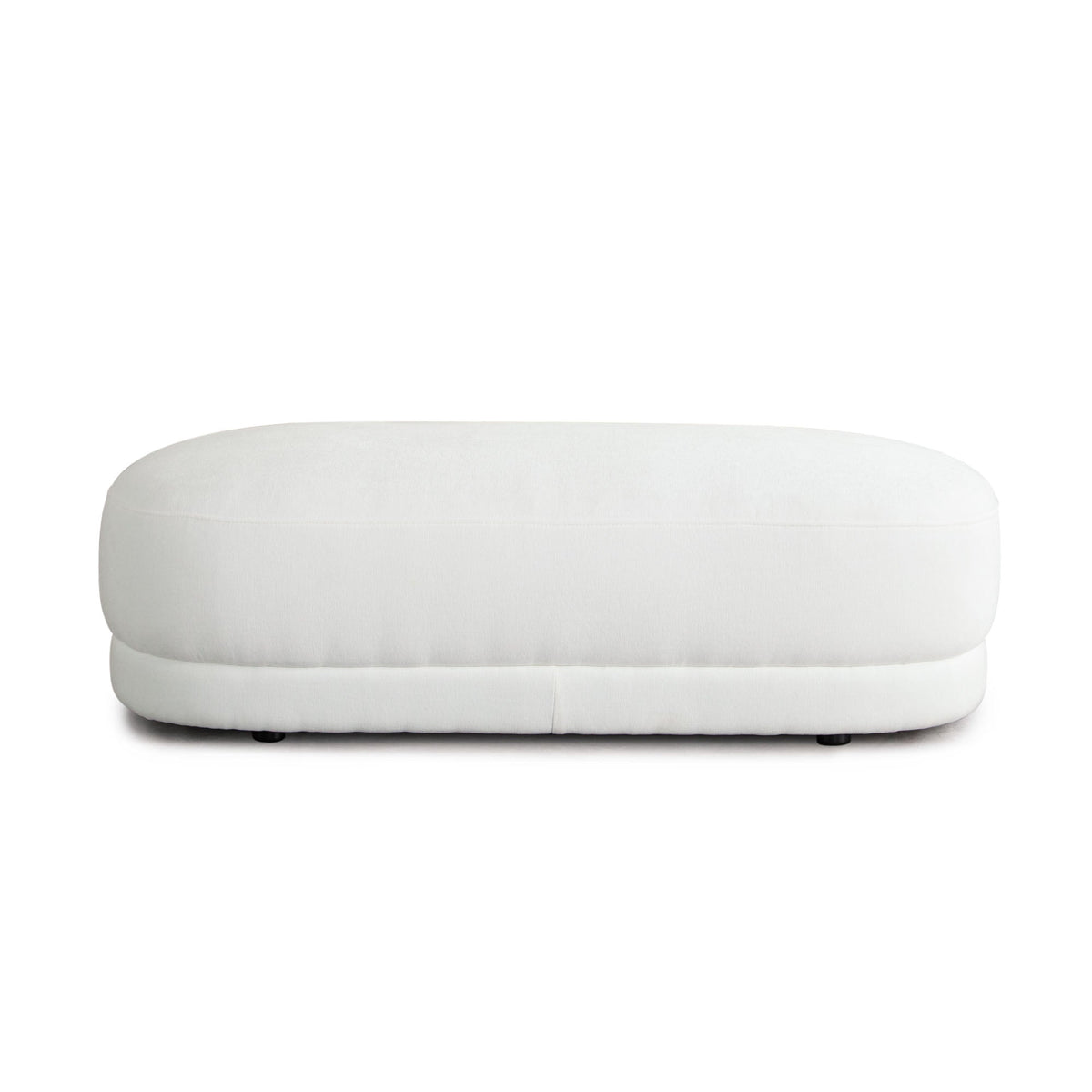Fox Oval Upholstered Accent Bench – White Performance Fabric – back view – Lusso Furniture Miami