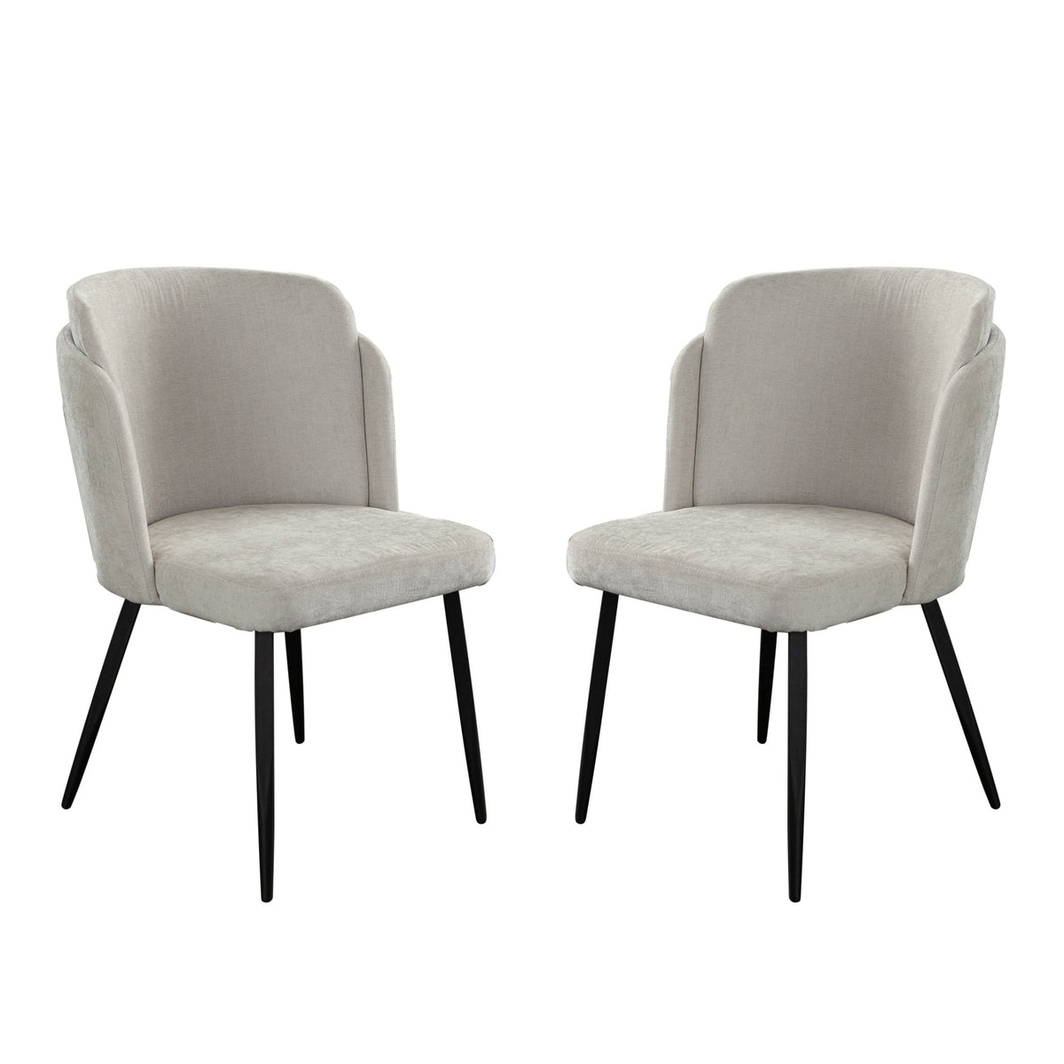 Grace Upholstered Dining Chair Set – Cream Polyester Fabric – front view – Lusso Furniture Miami