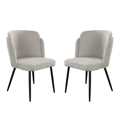 Grace Upholstered Dining Chair Set – Cream Polyester Fabric – front view – Lusso Furniture Miami