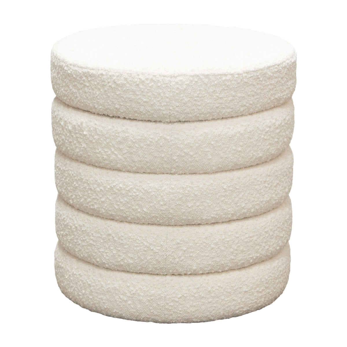 Helix Round Boucle Ottoman – angle view – Lusso Furniture Miami