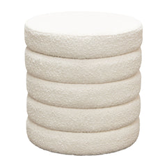 Helix Round Boucle Ottoman – angle view – Lusso Furniture Miami