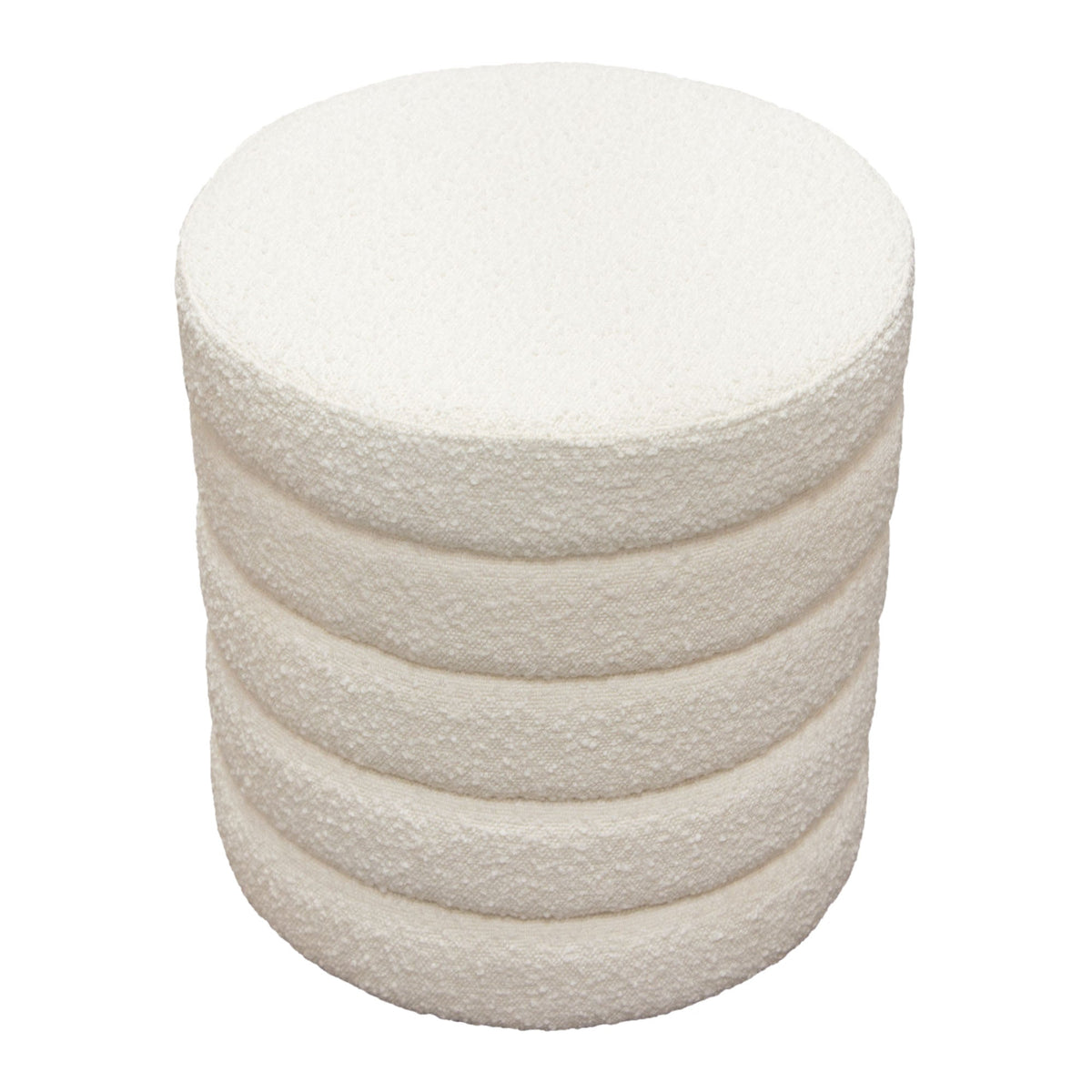 Helix Round Boucle Ottoman – side view – Lusso Furniture Miami