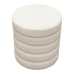 Helix Round Boucle Ottoman – side view – Lusso Furniture Miami