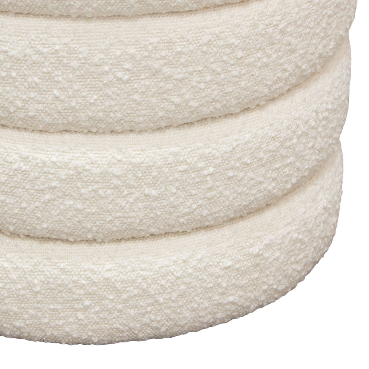 Helix Round Boucle Ottoman – room setting – Lusso Furniture Miami