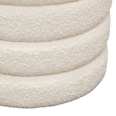 Helix Round Boucle Ottoman – room setting – Lusso Furniture Miami