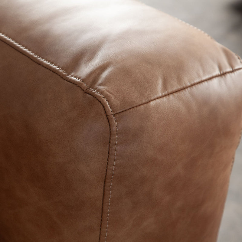 Hyde Saddle Brown Leatherette Sofa-zoom-