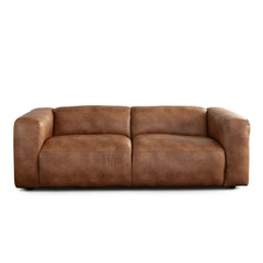 Hyde Saddle Brown Leatherette Sofa – Saddle Brown Leatherette – front view – Lusso Furniture Miami