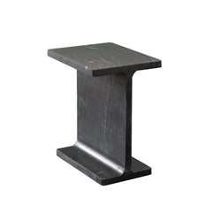 Iris Genuine Marble End Table – Genuine Black Marquine Marble – front view – Lusso Furniture Miami