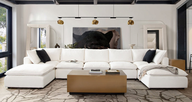 Ivy Faux Shearling Modular Sofa-zoom-
