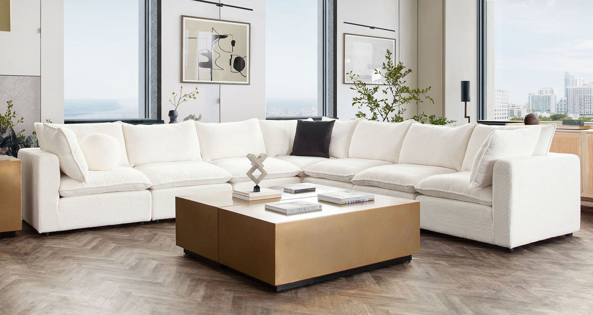 Ivy Faux Shearling Modular Sofa – view 39 – Lusso Furniture Miami