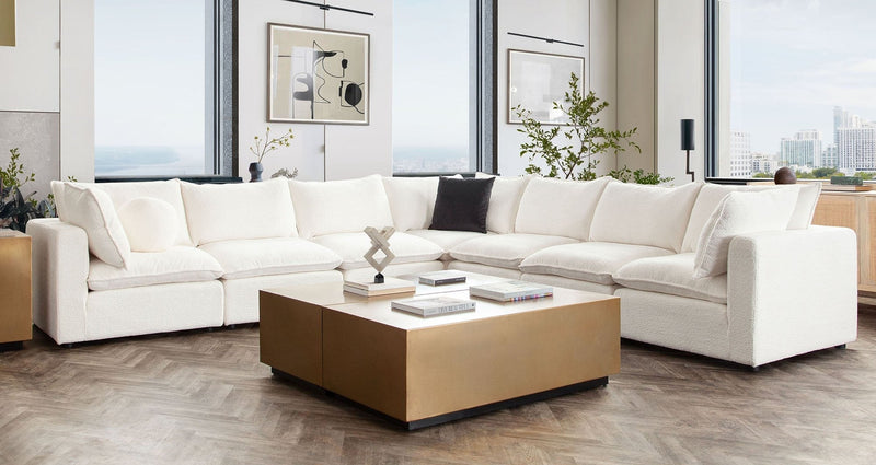 Ivy Faux Shearling Modular Sofa-zoom-