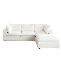 Ivy Faux Shearling Modular Sofa – 4-Piece Reversible Modular Chaise Sectional / White Faux Shearling – view 31 – Lusso Furniture Miami