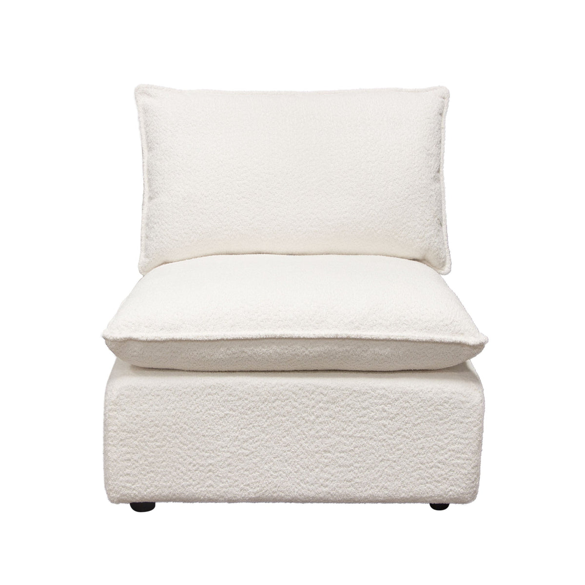 Ivy Faux Shearling Modular Sofa – Armless Chair / White Faux Shearling – front view – Lusso Furniture Miami