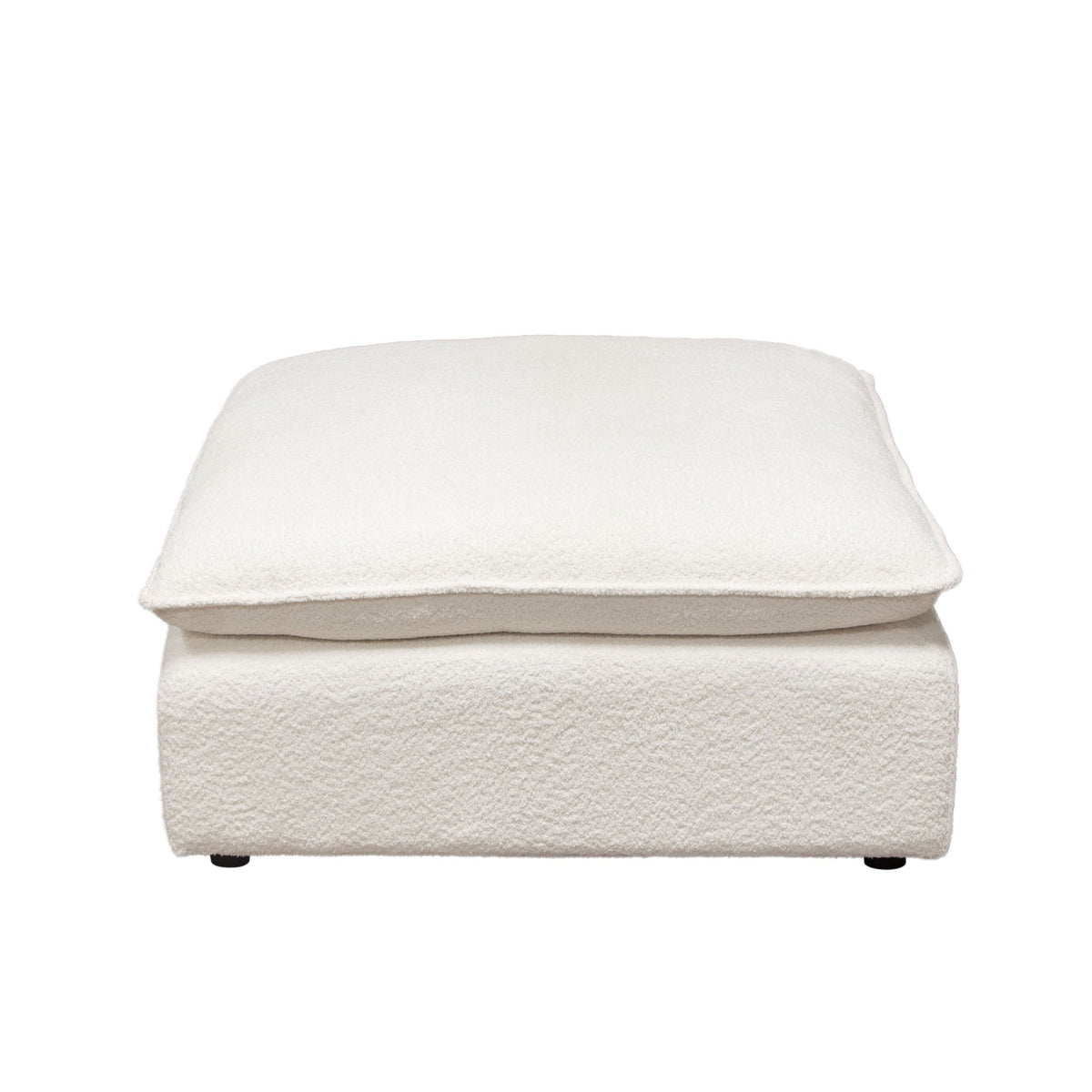 Ivy Faux Shearling Modular Sofa – Square Ottoman / White Faux Shearling – alternate view – Lusso Furniture Miami