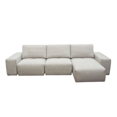 Jazz Adjustable Backrest Modular Sectional – 3-Seater Chaise Sectional with Adjustable Backrests / Light Brown Fabric – view 17 – Lusso Furniture Miami