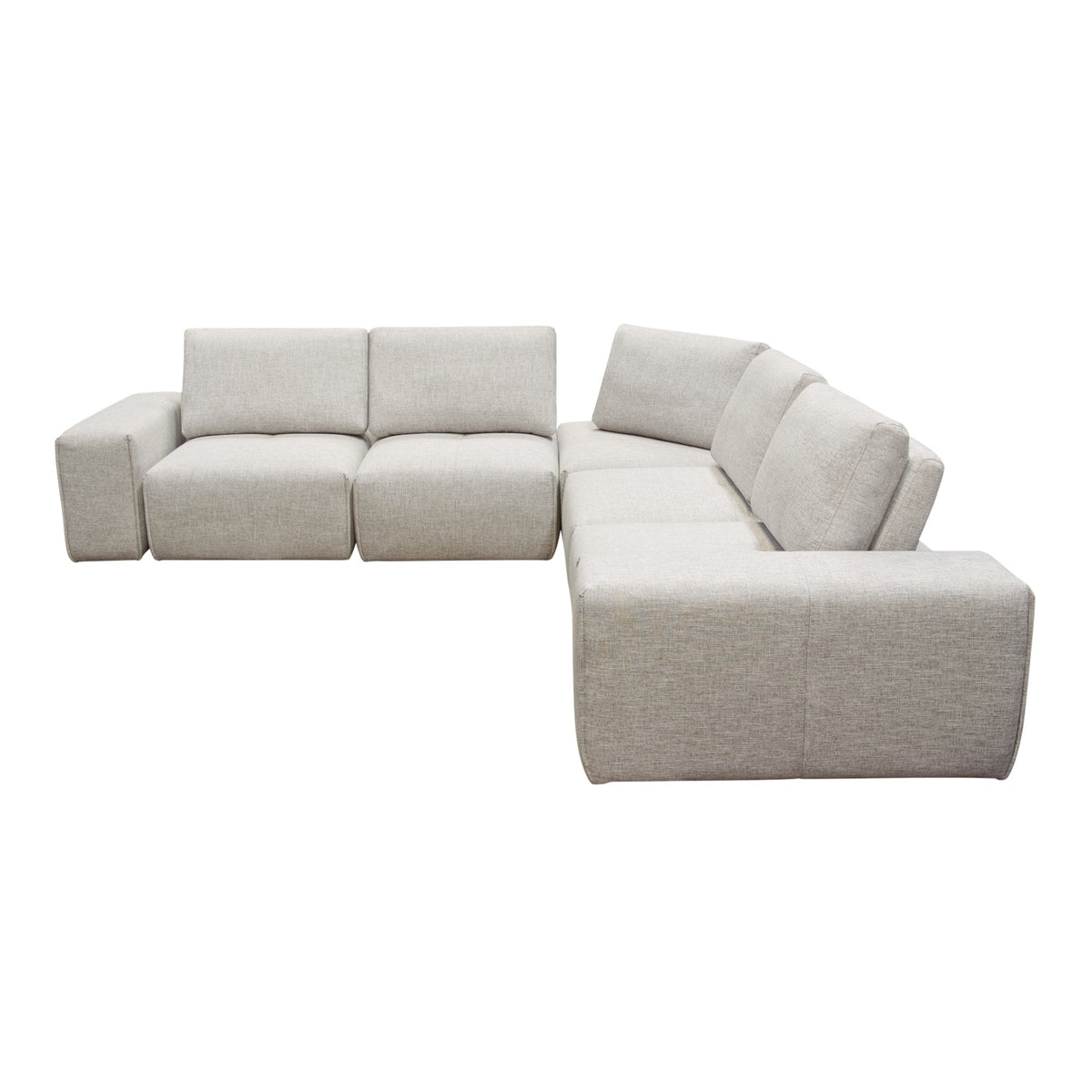 Jazz Adjustable Backrest Modular Sectional – 5-Seater Corner Sectional with Adjustable Backrests / Light Brown Fabric – view 25 – Lusso Furniture Miami