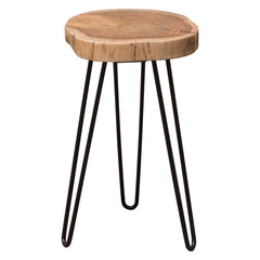Joss Live Edge Hairpin End Table – Natural Acacia – front view – Lusso Furniture Miami