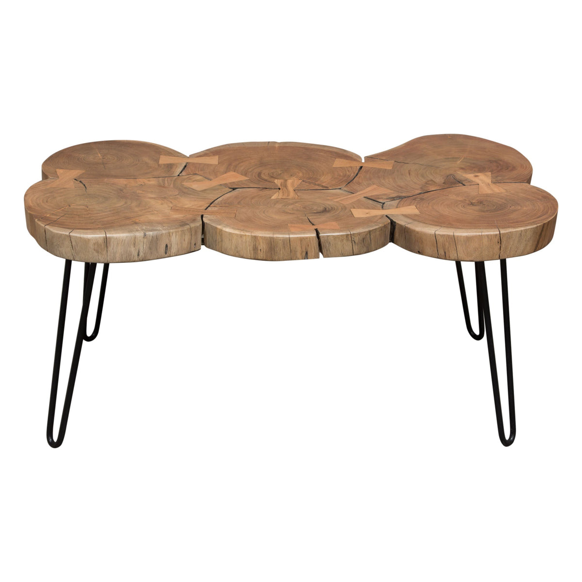 Joss Live Edge Wood Coffee Table – Natural Acacia – front view – Lusso Furniture Miami