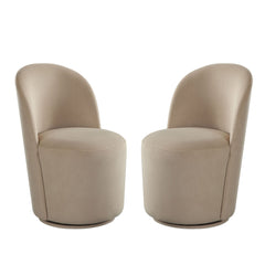 Kendall Swivel Dining Chair Set – Light Camel Performance Velvet – alternate view – Lusso Furniture Miami