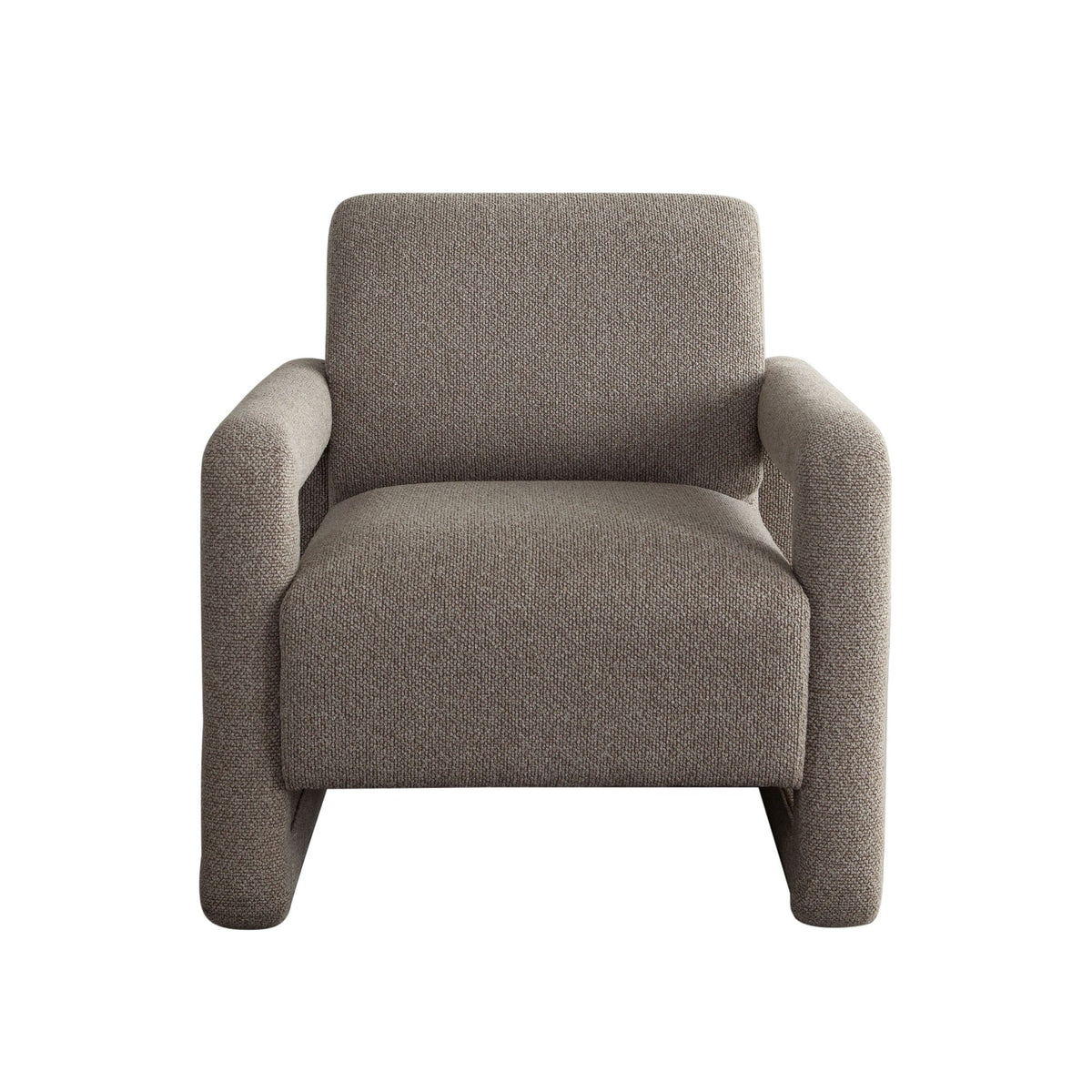 Kona Open Arm Accent Chair – Mink Polyester Fabric – front view – Lusso Furniture Miami