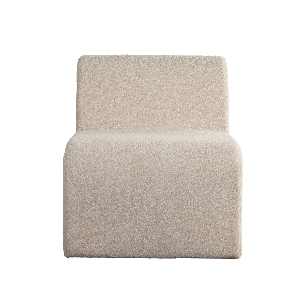 Lana Shearling Armless Accent Chair – Camel Looped Shearling Fabric – front view – Lusso Furniture Miami