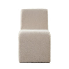 Lana Shearling Armless Dining Chair – Camel Looped Shearling Fabric – front view – Lusso Furniture Miami