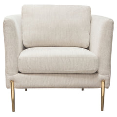 Lane Curved Back Accent Chair – Light Cream Fabric – front view – Lusso Furniture Miami