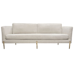 Lane Curved Back Fabric Sofa – Light Cream Fabric – front view – Lusso Furniture Miami