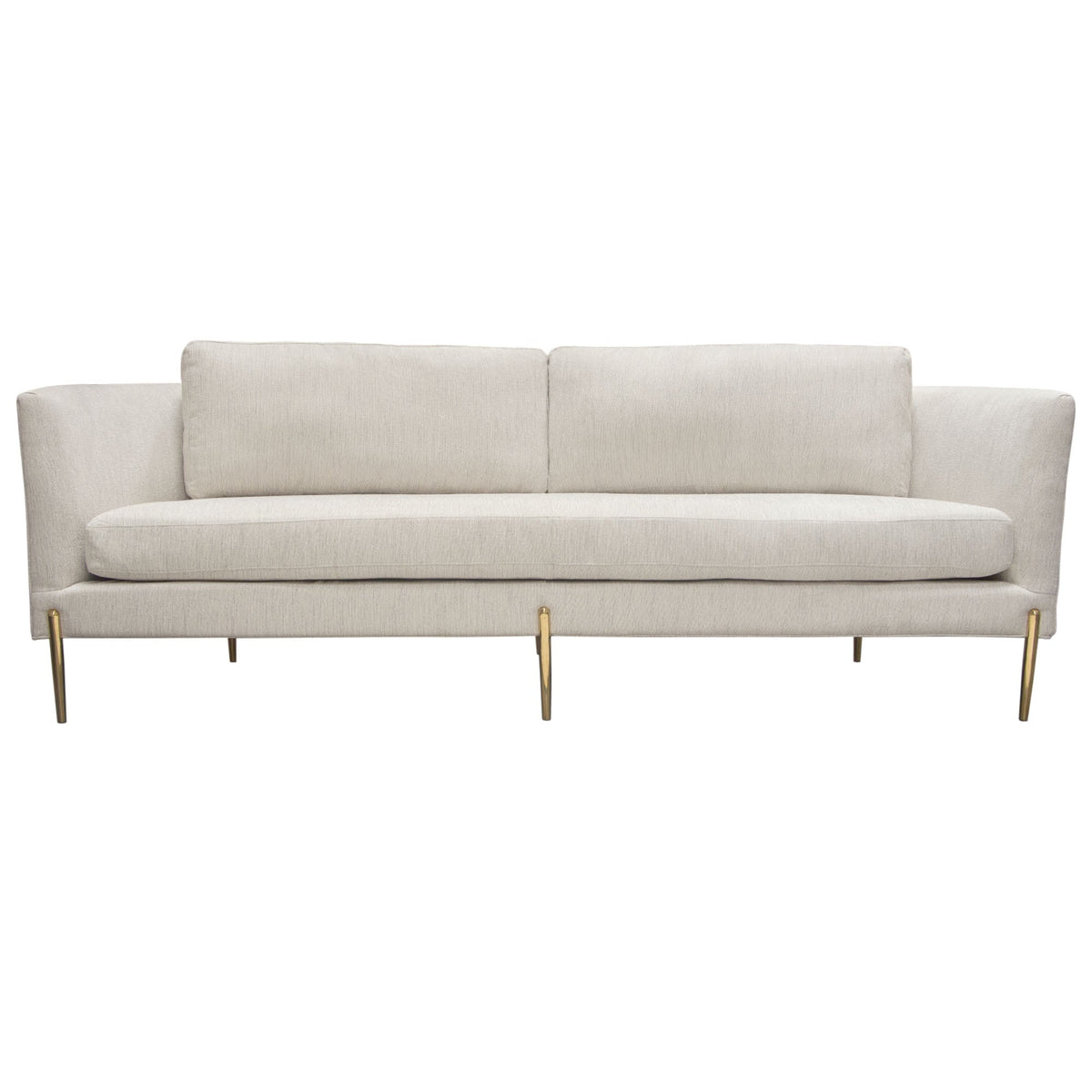 Lane Curved Back Fabric Sofa – Light Cream Fabric – front view – Lusso Furniture Miami