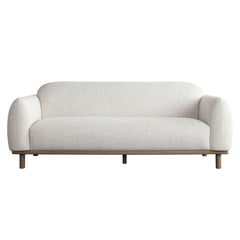 Larson Wood Trim Sofa – Light Barley Polyester Fabric – front view – Lusso Furniture Miami