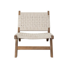 Laurel Woven Rope Accent Chair – Caramel/Walnut Finish – front view – Lusso Furniture Miami