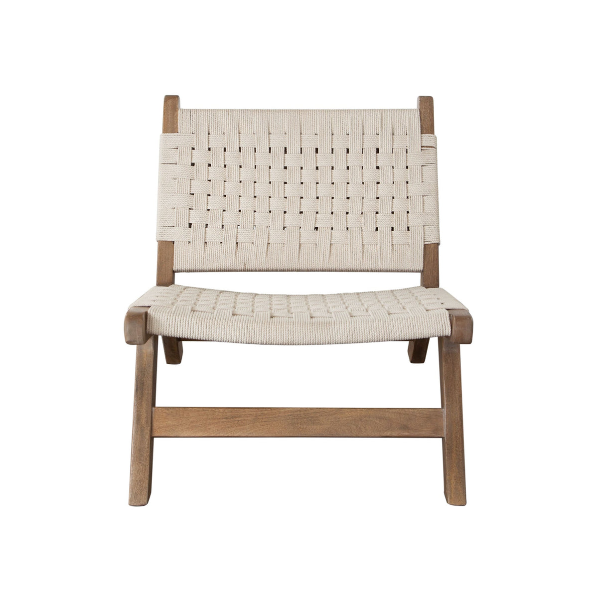 Laurel Woven Rope Accent Chair – Caramel/Walnut Finish – front view – Lusso Furniture Miami
