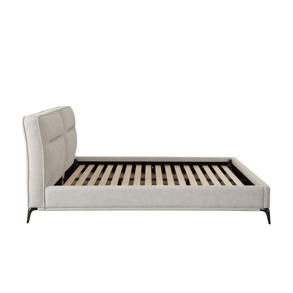 Leandro Low Profile Upholstered Bed – side view – Lusso Furniture Miami