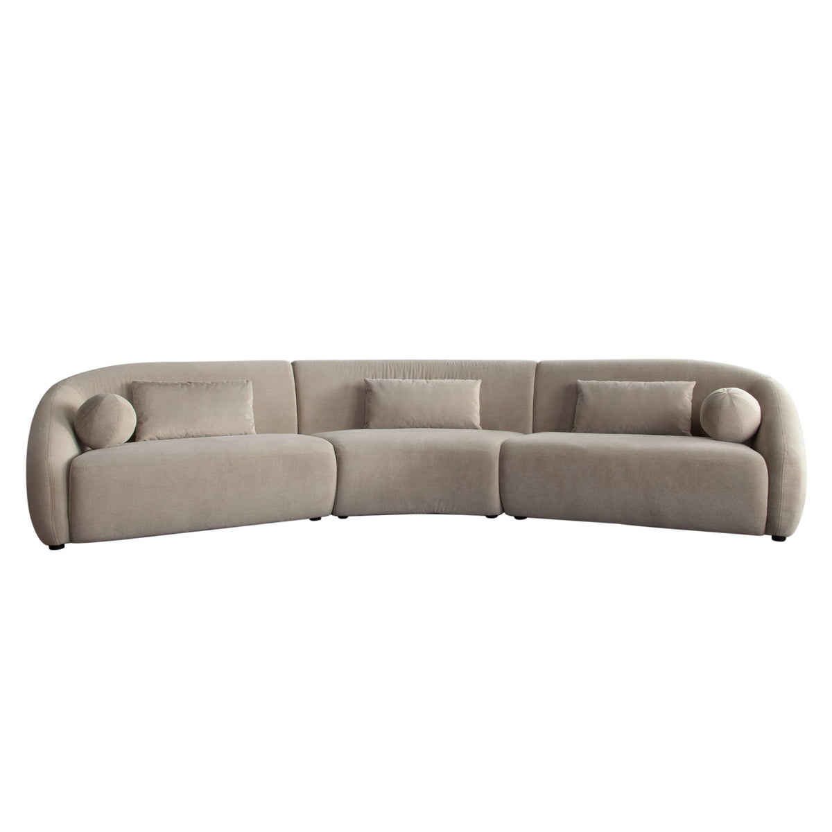Lena Faux Alpaca Modular Sofa – 3-Piece Sectional / Fawn Faux Alpaca Fabric – side view – Lusso Furniture Miami