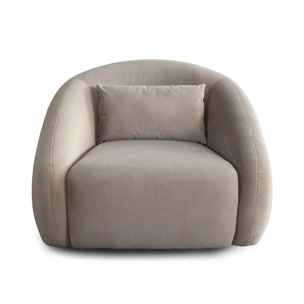 Lena Faux Alpaca Swivel Chair – Fawn Faux Alpaca Fabric – front view – Lusso Furniture Miami