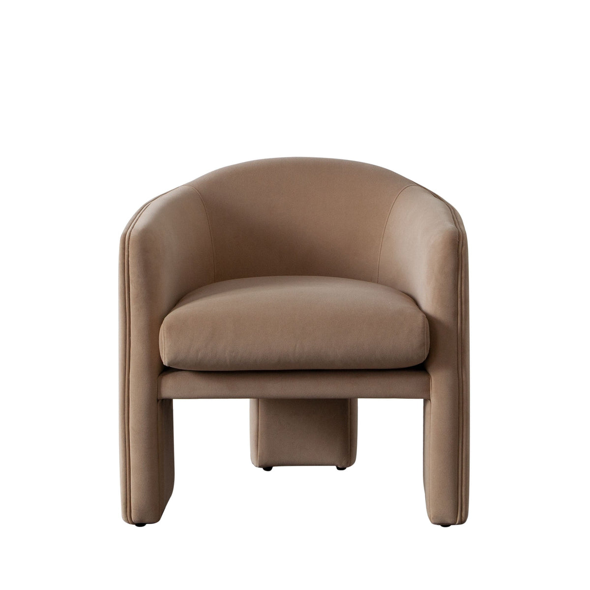 Leyah Performance Velvet Accent Chair – Camel Performance Velvet – front view – Lusso Furniture Miami
