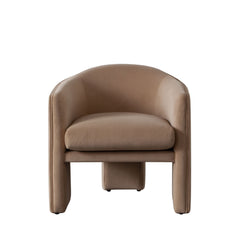 Leyah Performance Velvet Accent Chair – Camel Performance Velvet – front view – Lusso Furniture Miami