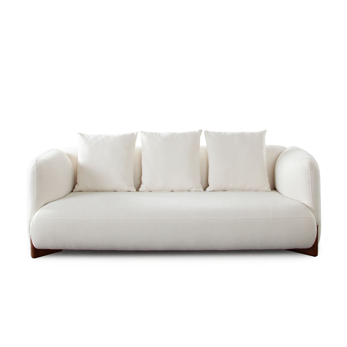 Link Curved Fabric Sofa – Elite Ivory Fabric – front view – Lusso Furniture Miami