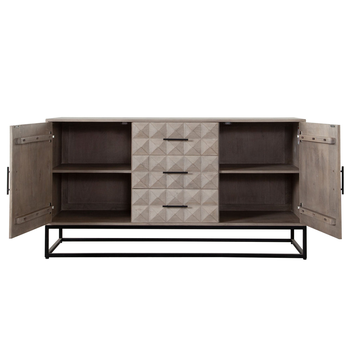 Madera Carved Solid Wood Dresser – angle view – Lusso Furniture Miami