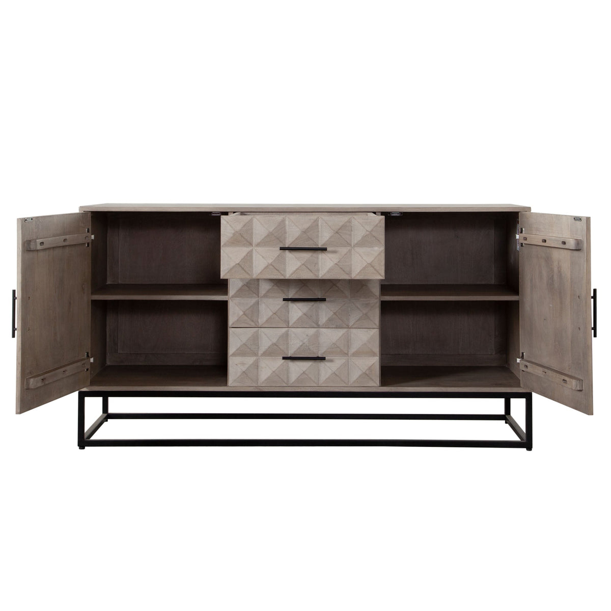 Madera Carved Solid Wood Dresser – side view – Lusso Furniture Miami