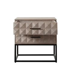 Madera Two Drawer Wood End Table – angle view – Lusso Furniture Miami