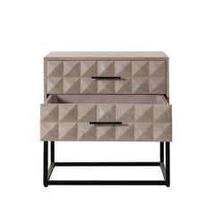 Madera Two Drawer Wood End Table – side view – Lusso Furniture Miami