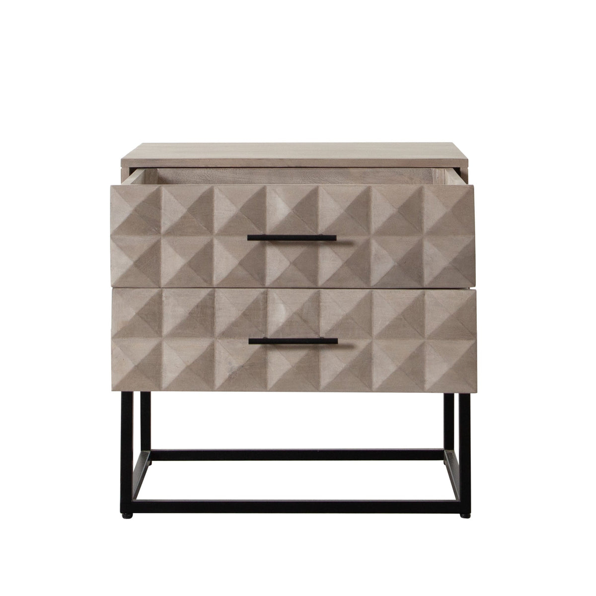 Madera Two Drawer Wood End Table – detail – Lusso Furniture Miami