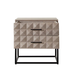 Madera Two Drawer Wood End Table – detail – Lusso Furniture Miami