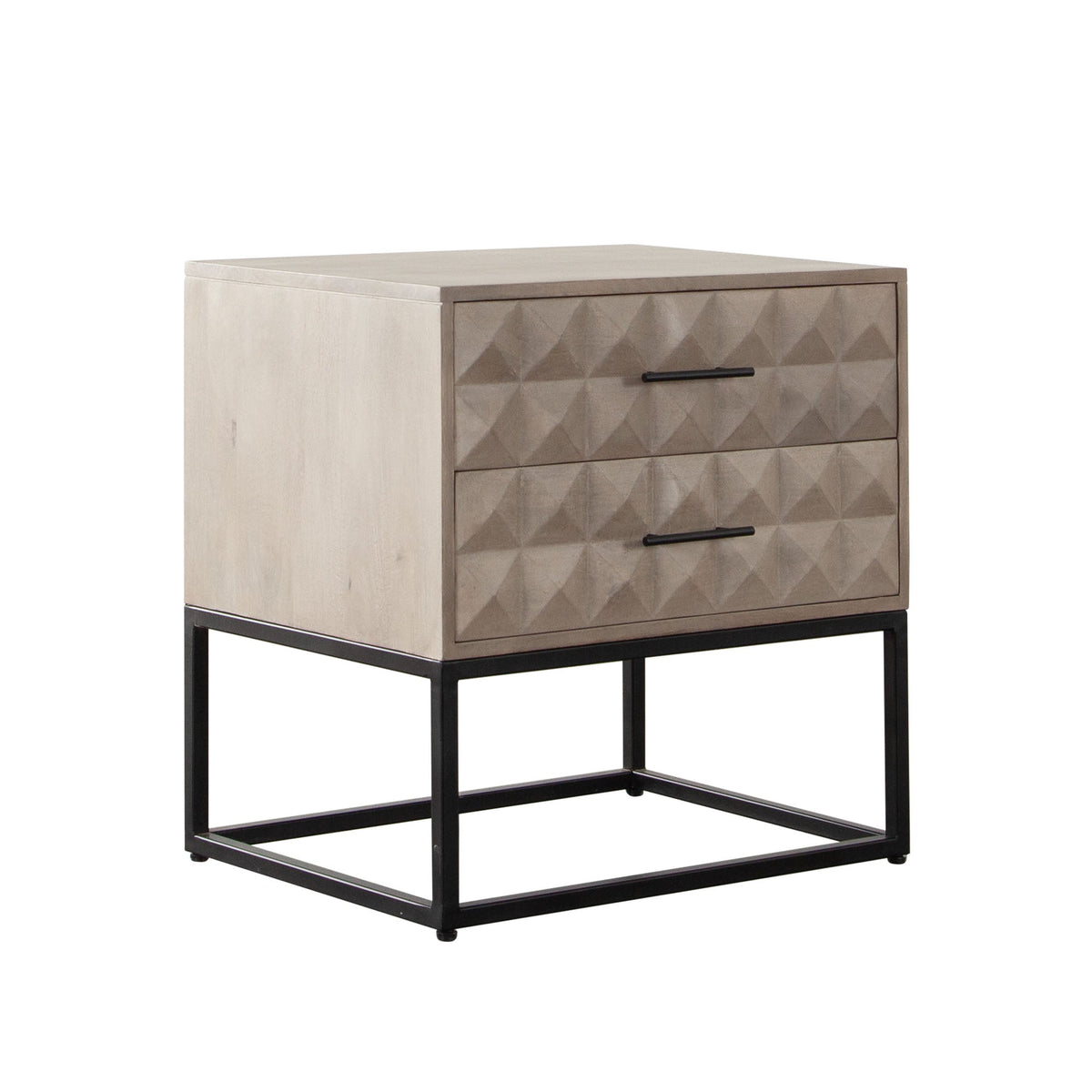 Madera Two Drawer Wood End Table – room setting – Lusso Furniture Miami
