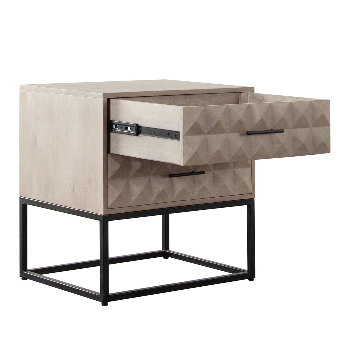 Madera Two Drawer Wood End Table – back view – Lusso Furniture Miami