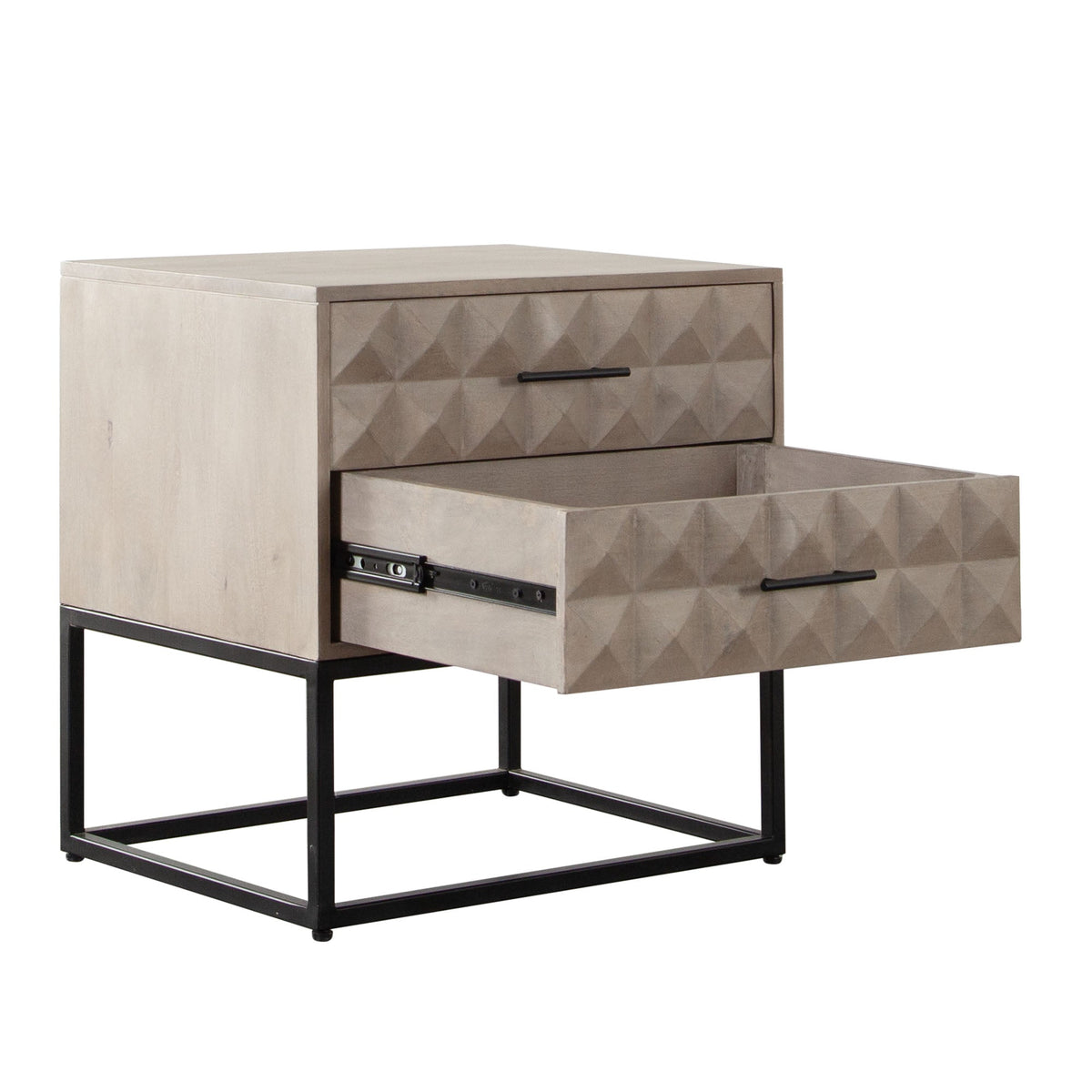Madera Two Drawer Wood End Table – top view – Lusso Furniture Miami